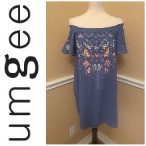 Umgee denim dress with embroidery